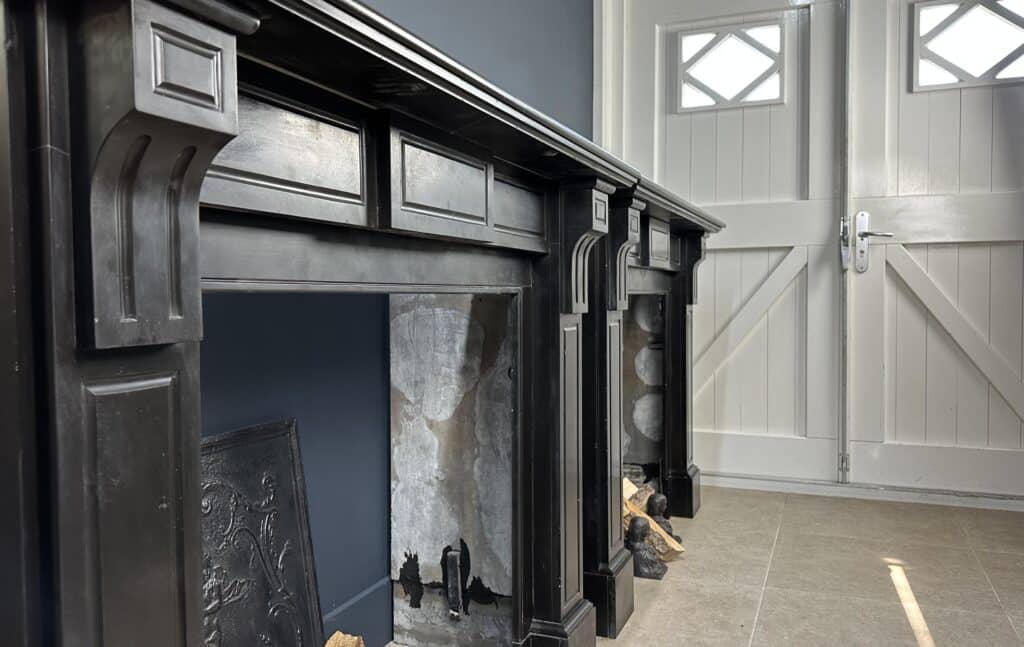 Set of Two Antique Black Marble Circular Fireplaces in Noir de Mazy