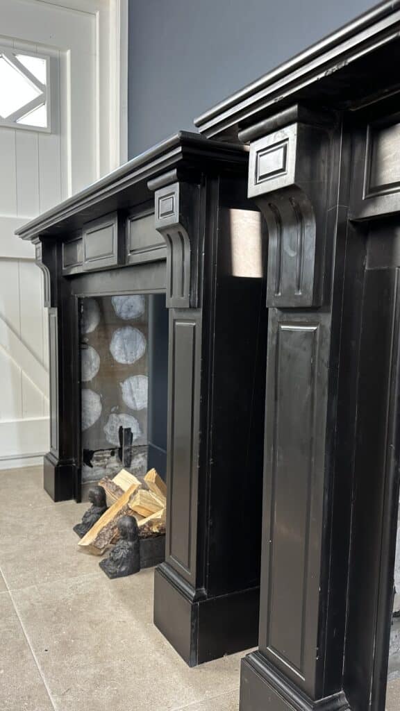 Set of Two Antique Black Marble Circular Fireplaces in Noir de Mazy