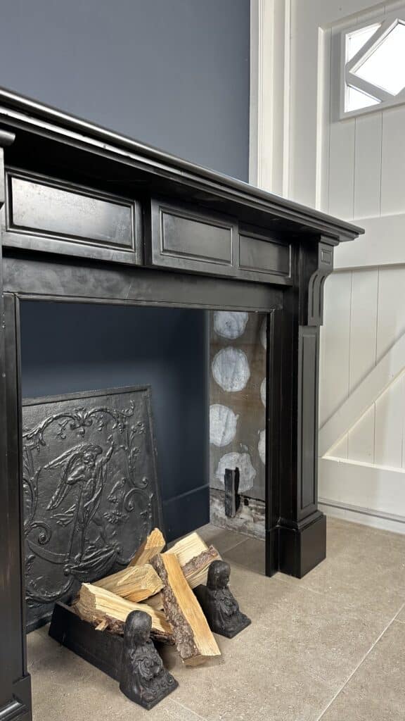 Set of Two Antique Black Marble Circular Fireplaces in Noir de Mazy