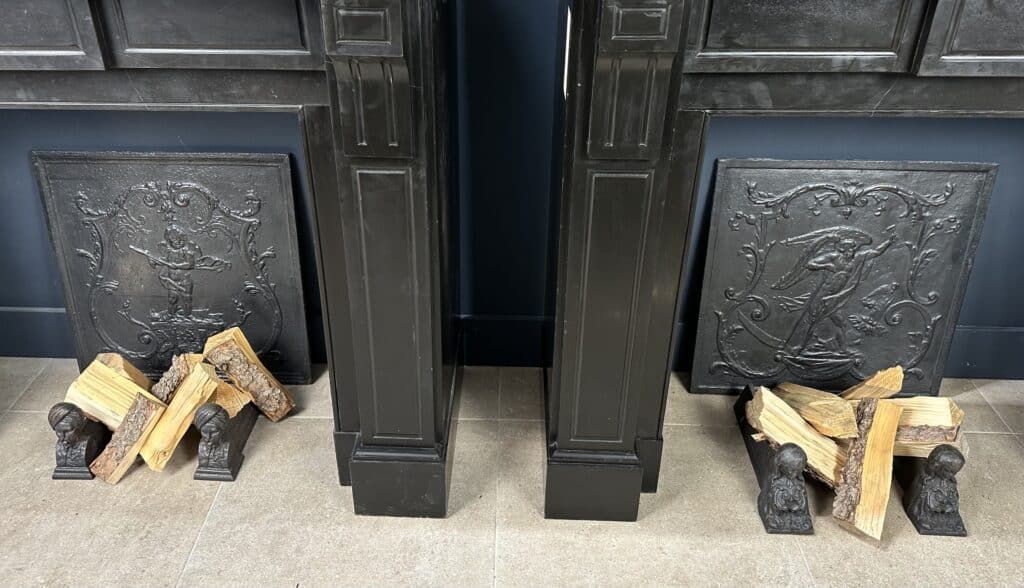 Set of Two Antique Black Marble Circular Fireplaces in Noir de Mazy