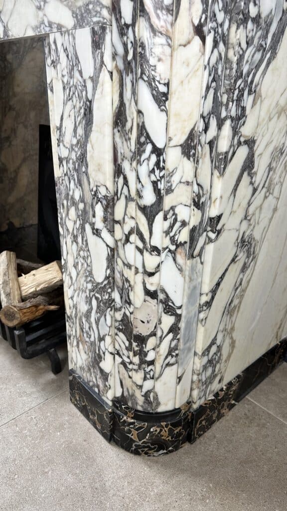 Beautiful Art Deco Black and White Antique Circular Fireplace