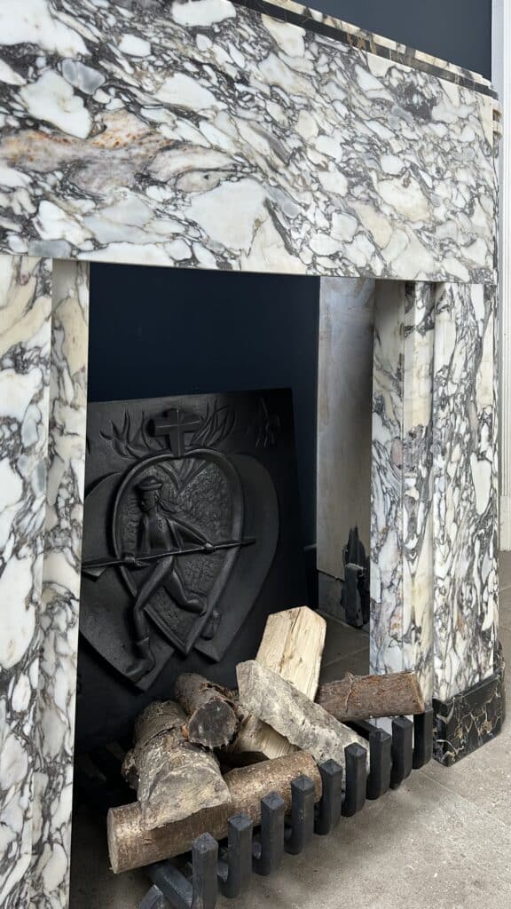 Beautiful Art Deco Black and White Antique Circular Fireplace