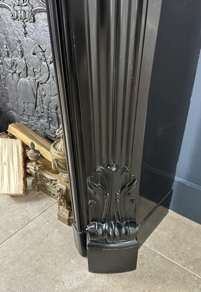 Refined Louis XV Style: Antique Marble Front Fireplace in Noir de Mazy Marble