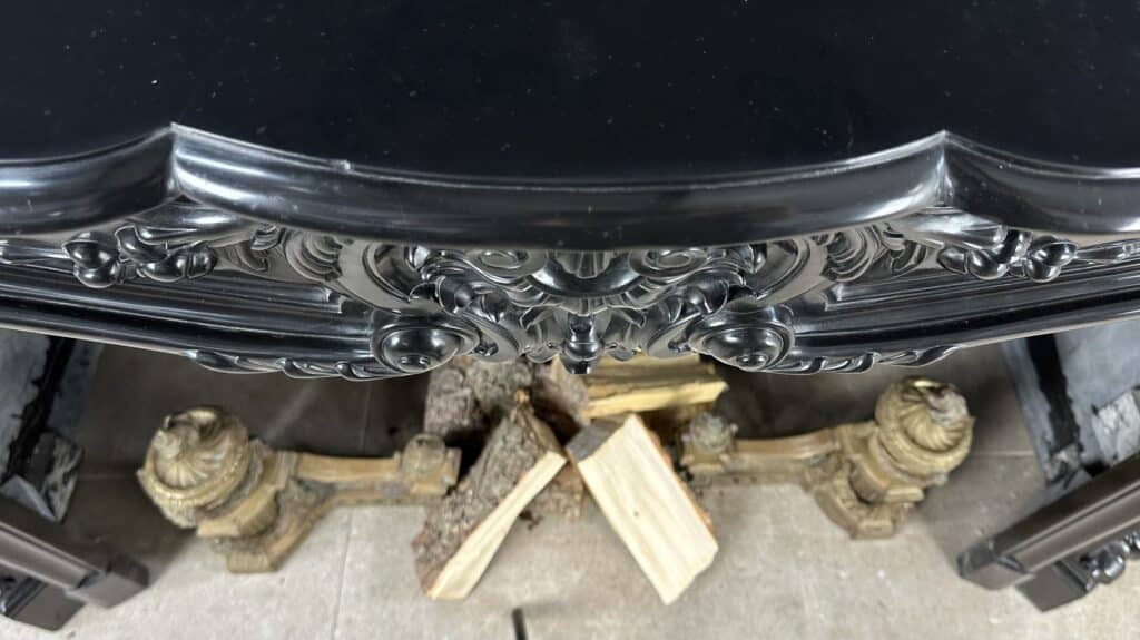 Refined Louis XV Style: Antique Marble Front Fireplace in Noir de Mazy Marble