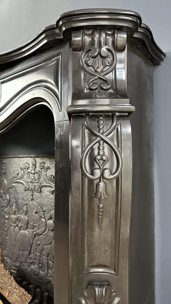 Refined Splendor: Louis XV Style Noir de Mazy Antique Marble Front Fireplace