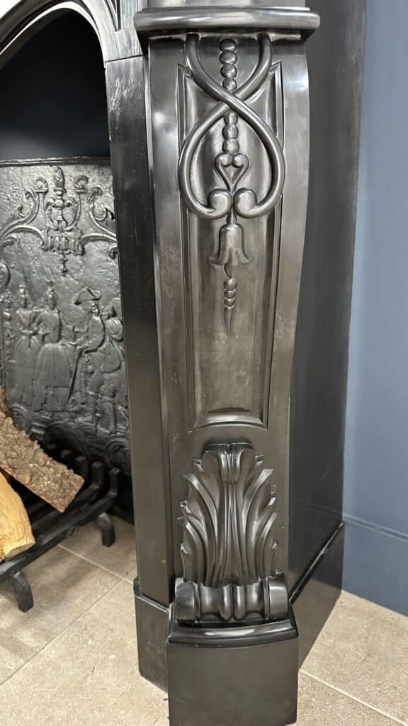Refined Splendor: Louis XV Style Noir de Mazy Antique Marble Front Fireplace
