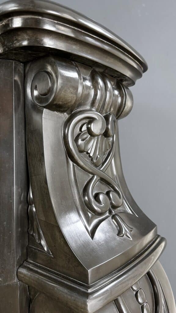 Refined Splendor: Louis XV Style Noir de Mazy Antique Marble Front Fireplace
