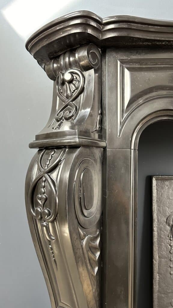 Refined Splendor: Louis XV Style Noir de Mazy Antique Marble Front Fireplace