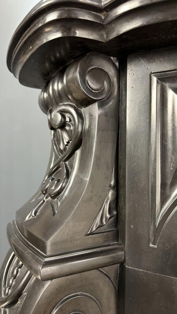 Refined Splendor: Louis XV Style Noir de Mazy Antique Marble Front Fireplace