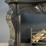 Black Marble Antique Shell Circular Fireplace 45 Degrees