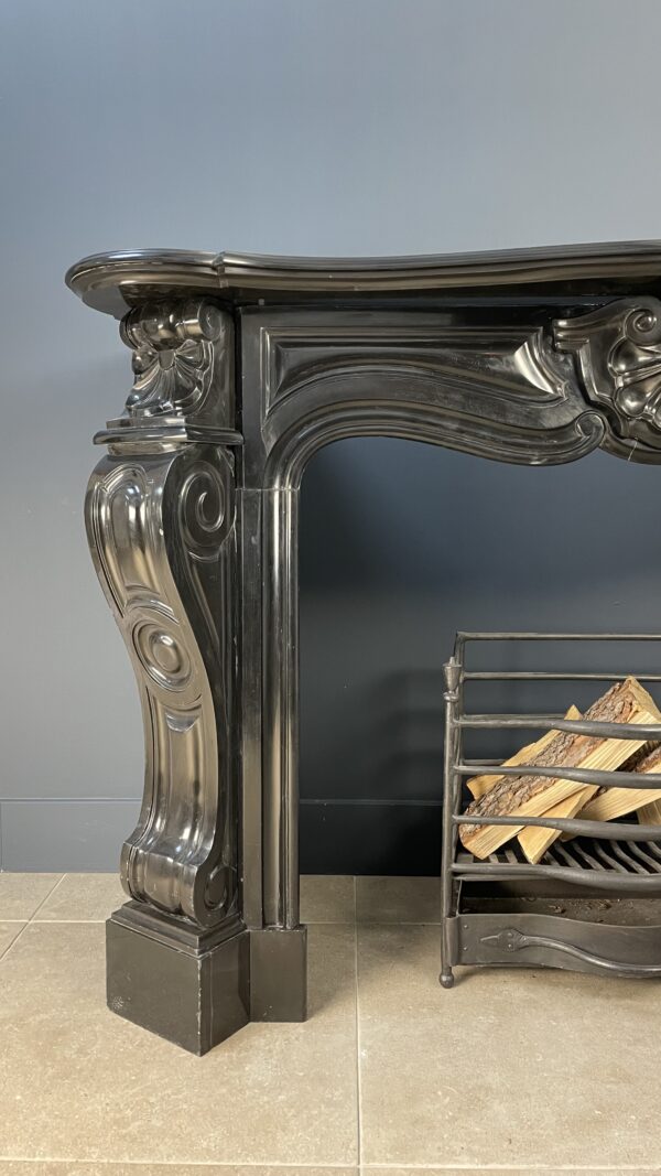 Black Marble Antique Shell Circular Fireplace 45 Degrees