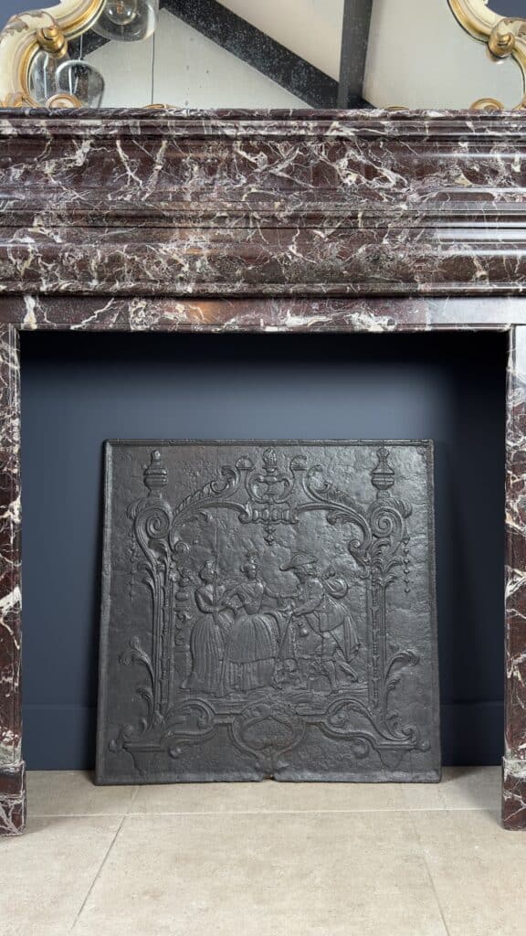 Neoclassical Red Marble Antique Front Fireplace