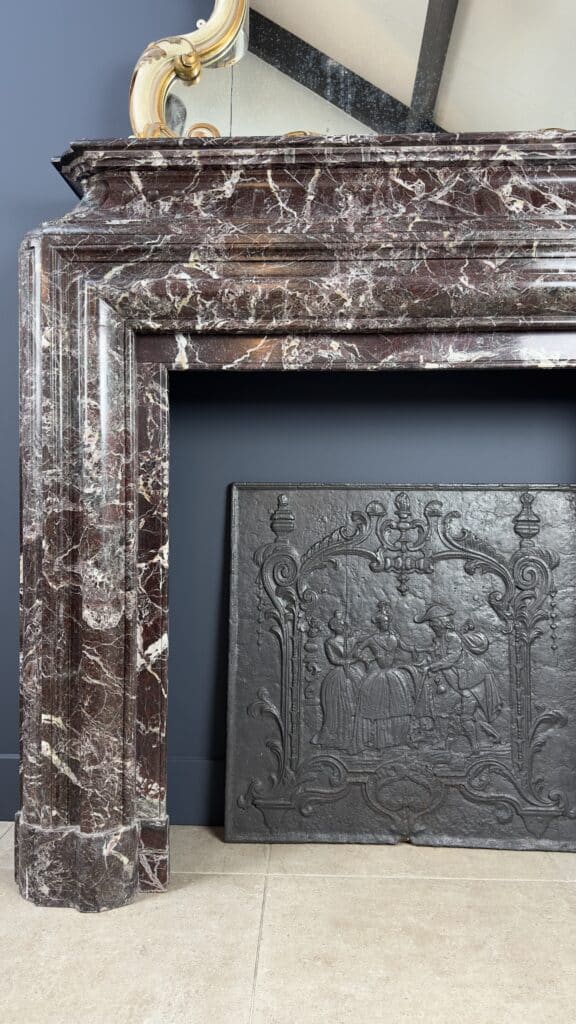 Neoclassical Red Marble Antique Front Fireplace