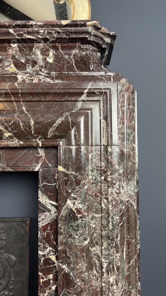 Neoclassical Red Marble Antique Front Fireplace