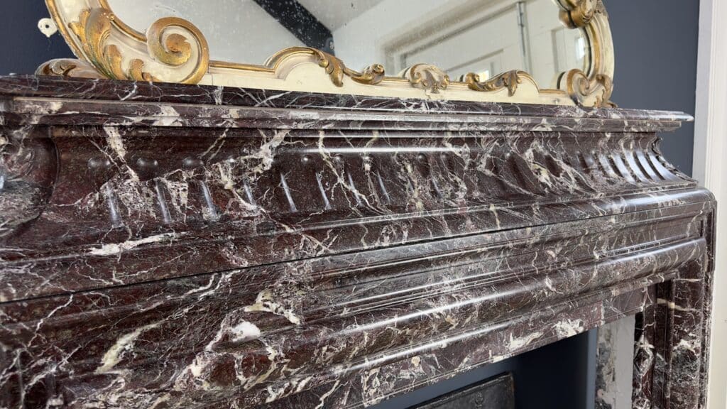 Neoclassical Red Marble Antique Front Fireplace