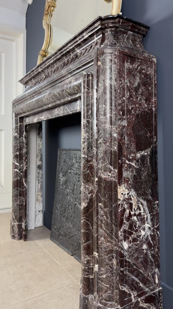 Neoclassical Red Marble Antique Front Fireplace