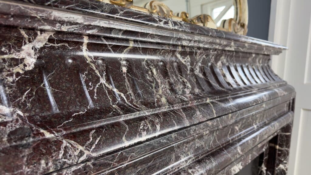 Neoclassical Red Marble Antique Front Fireplace