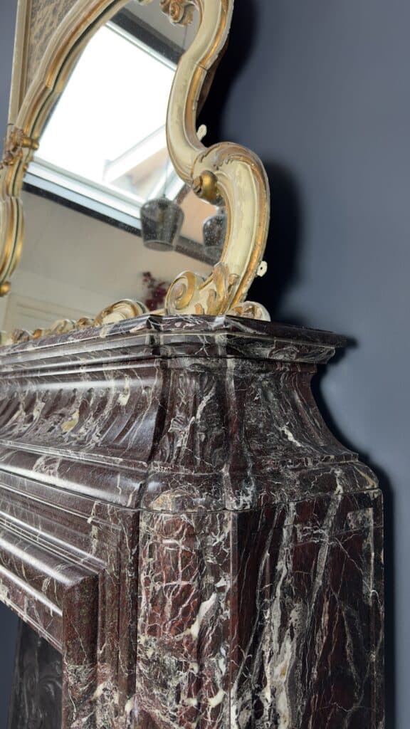 Neoclassical Red Marble Antique Front Fireplace