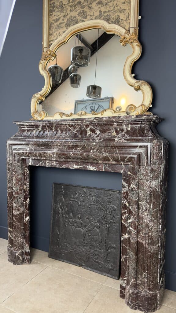 Neoclassical Red Marble Antique Front Fireplace