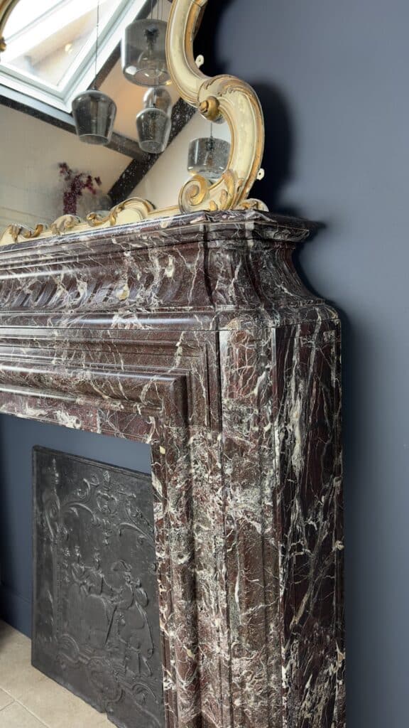 Neoclassical Red Marble Antique Front Fireplace