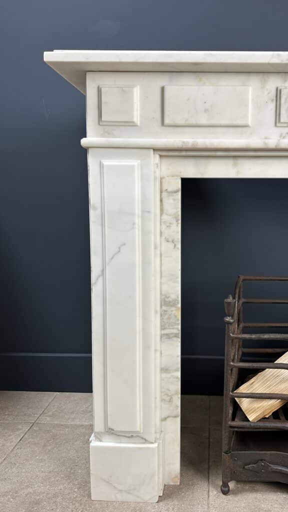 Antique White Circular Fireplace in Beautiful White Carrara Marble
