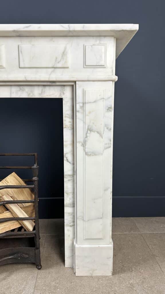Antique White Circular Fireplace in Beautiful White Carrara Marble
