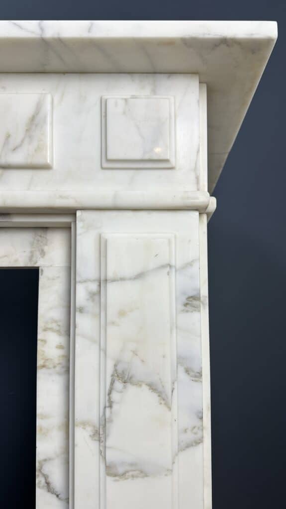 Antique White Circular Fireplace in Beautiful White Carrara Marble