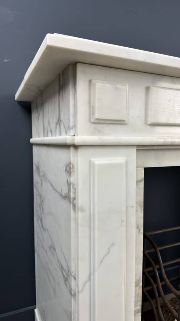 Antique White Circular Fireplace in Beautiful White Carrara Marble