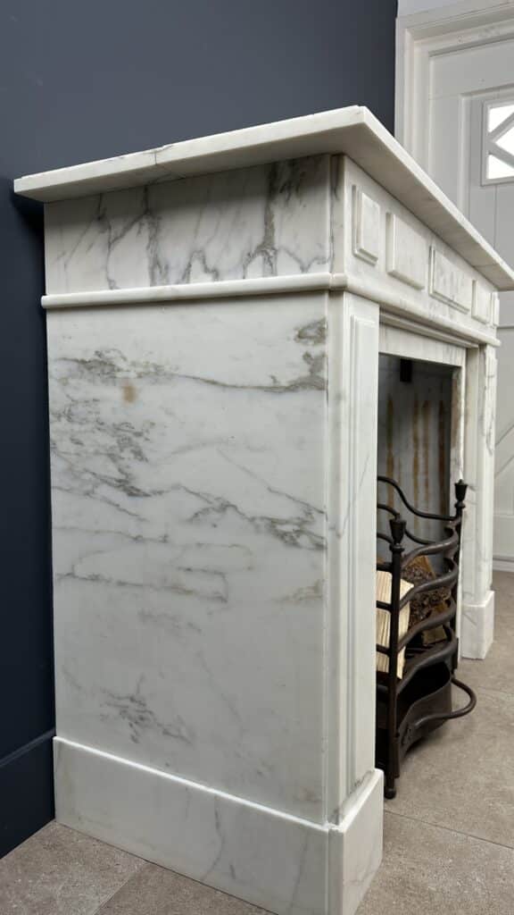 Antique White Circular Fireplace in Beautiful White Carrara Marble