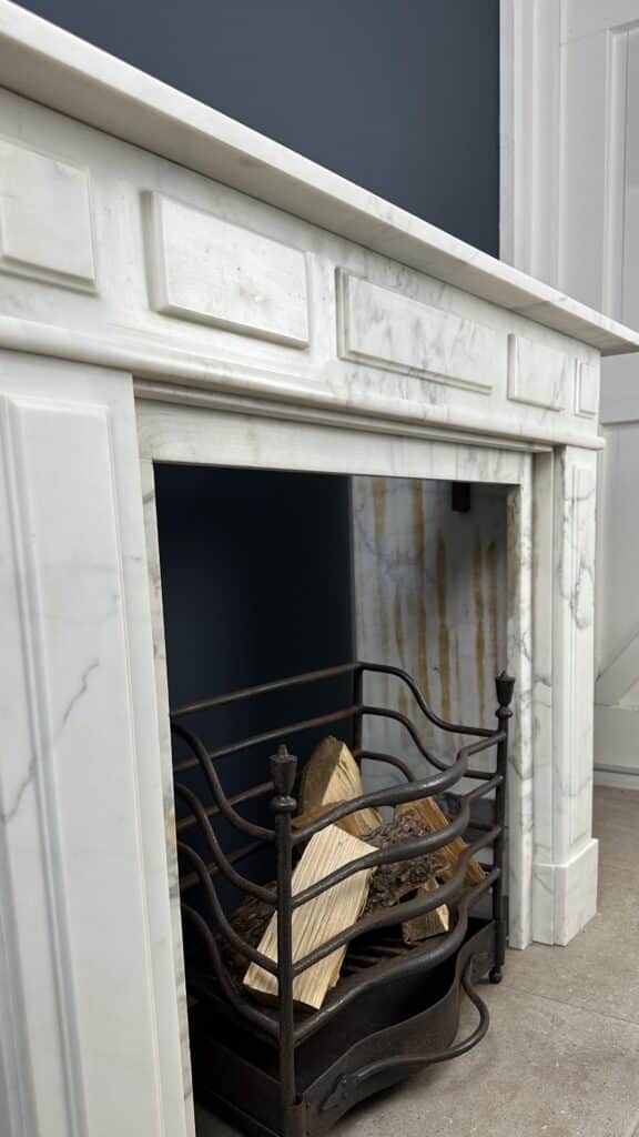 Antique White Circular Fireplace in Beautiful White Carrara Marble