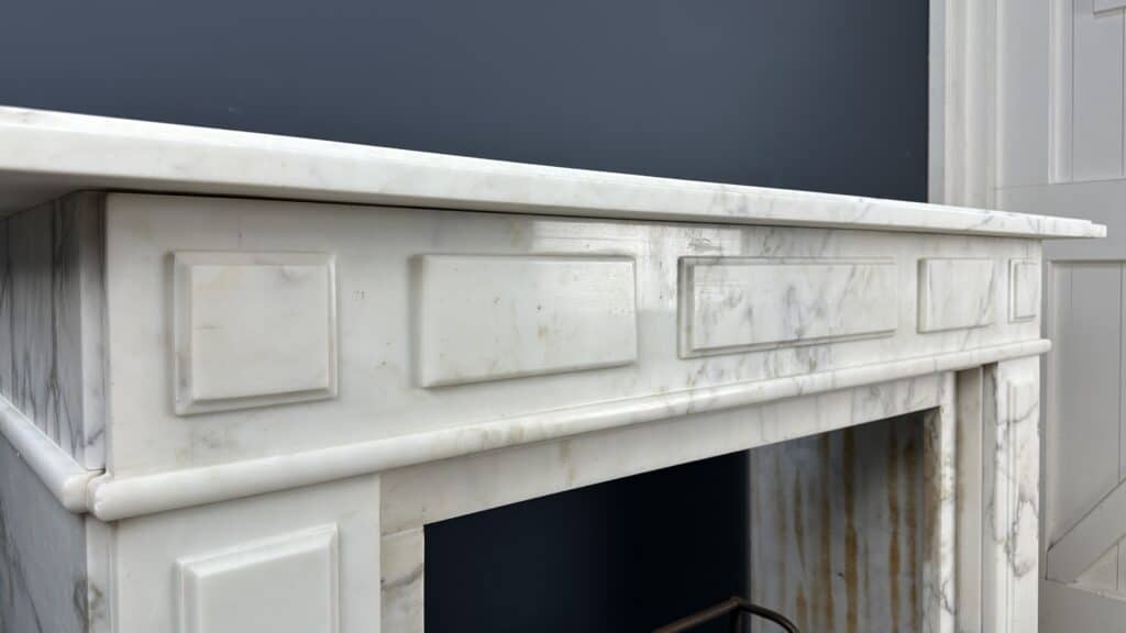 Antique White Circular Fireplace in Beautiful White Carrara Marble