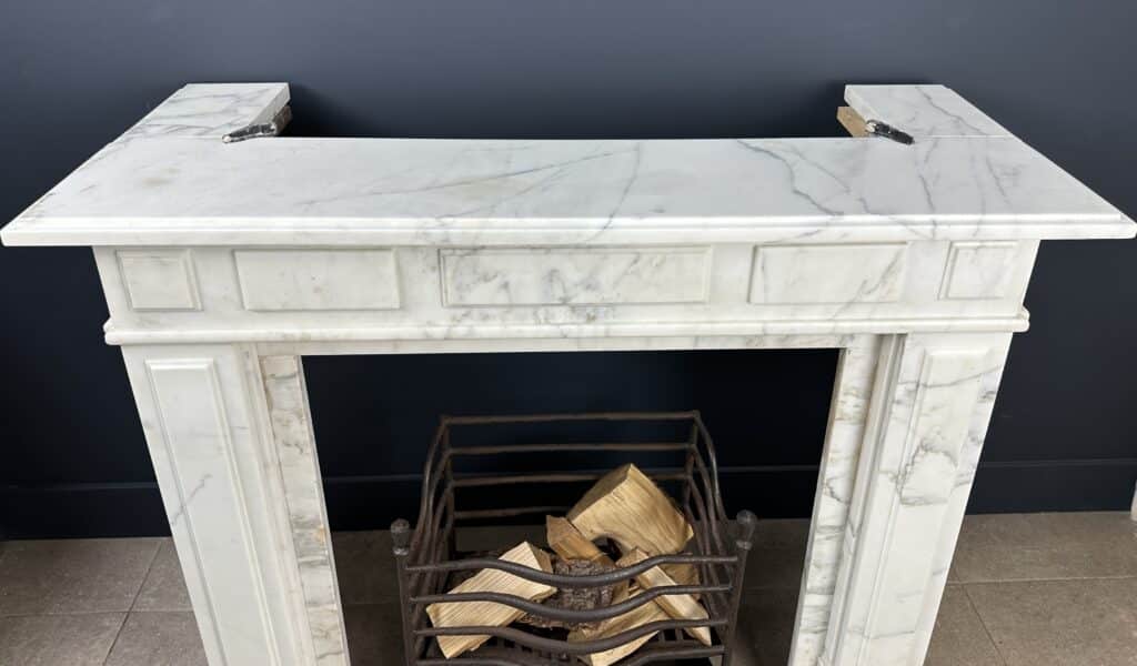 Antique White Circular Fireplace in Beautiful White Carrara Marble