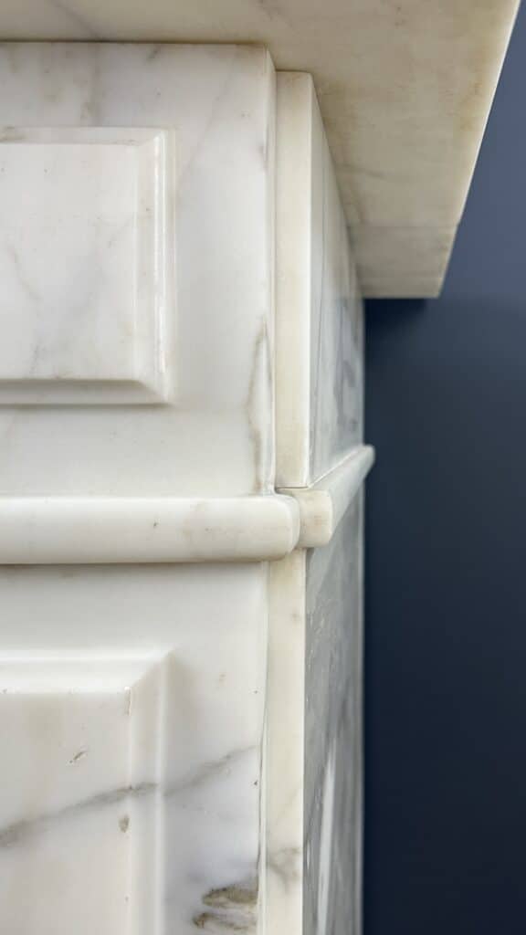 Antique White Circular Fireplace in Beautiful White Carrara Marble
