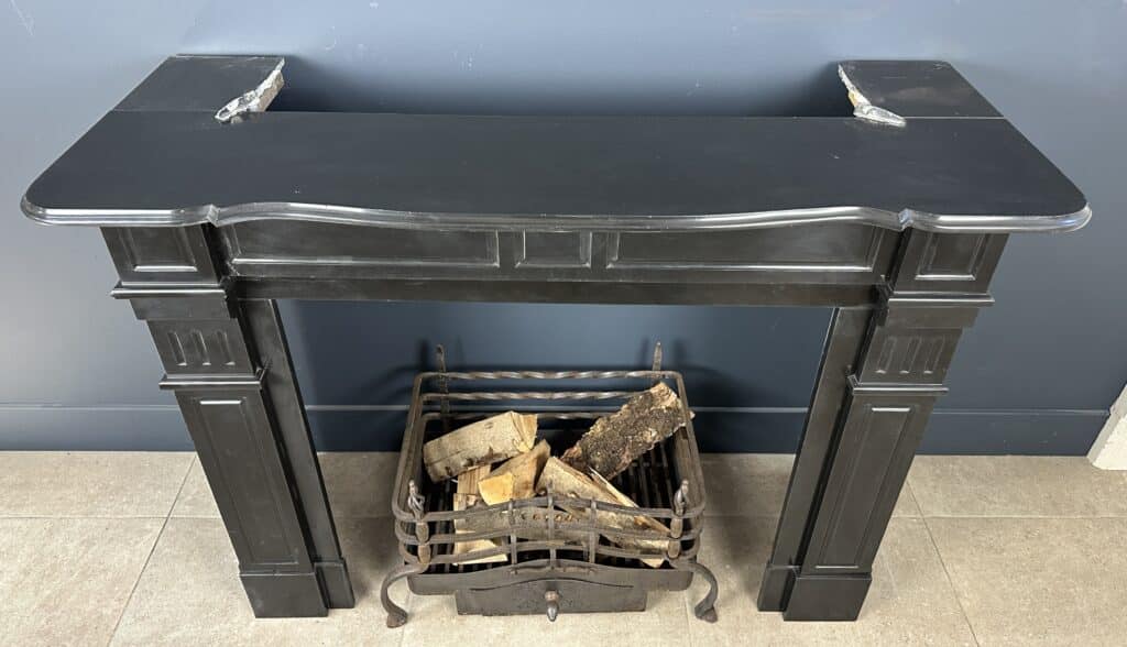 Set of Two Antique Black Marble Circular Fireplaces, Empire Style (Noir de Mazy)