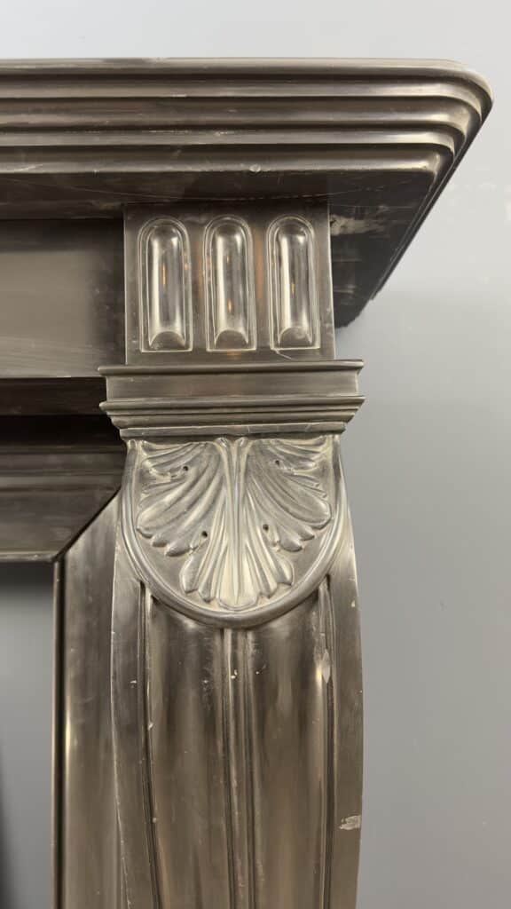 Magnificent Richly Decorated Front Fireplace in Noir de Mazy Black Marble