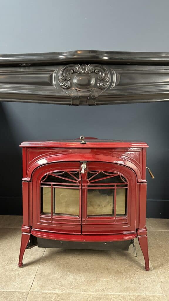 Magnificent Wide Louis XV Antique Circular Fireplace in Black Marble