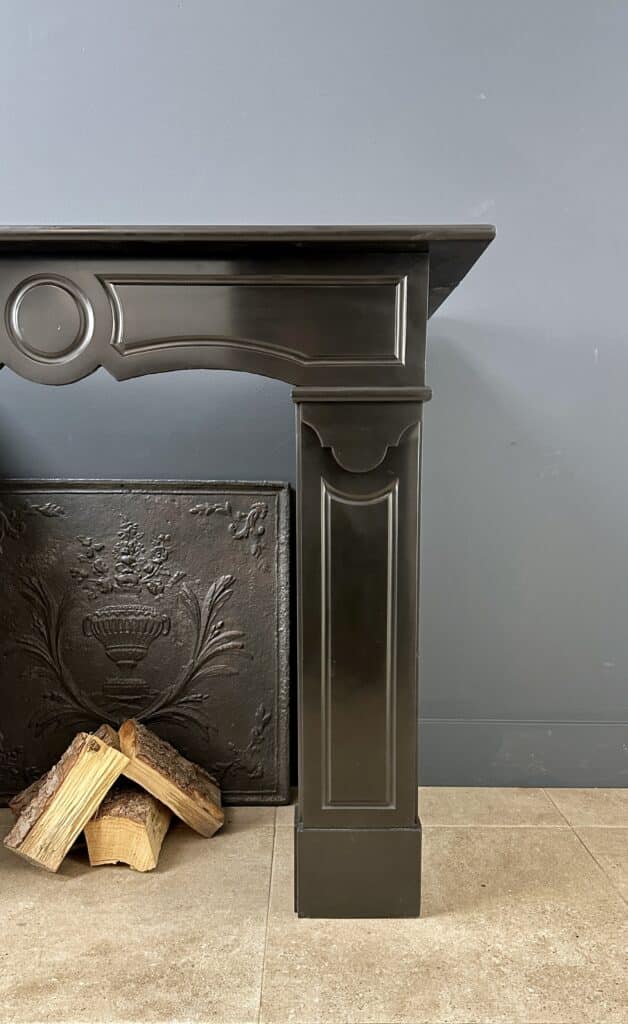 Black Marble Antique Circular Fireplace with Round Front