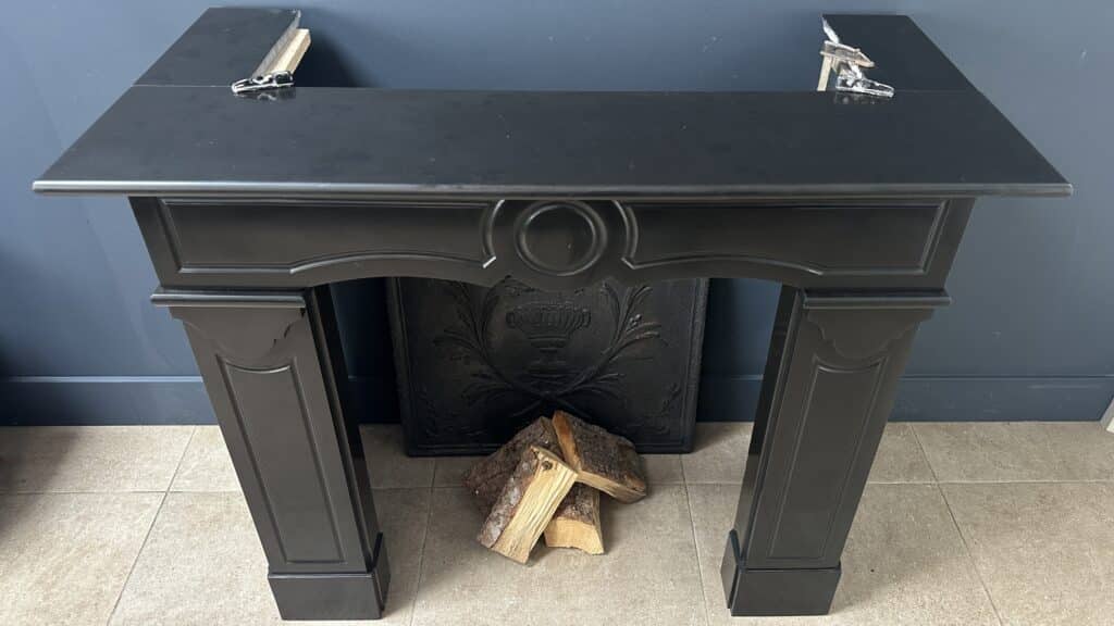 Black Marble Antique Circular Fireplace with Round Front