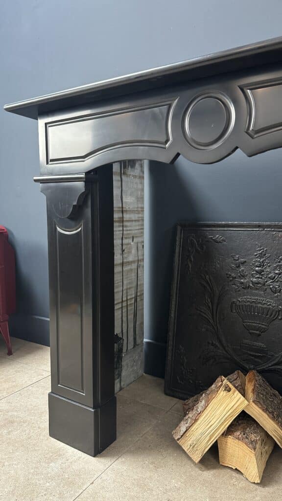 Black Marble Antique Circular Fireplace with Round Front