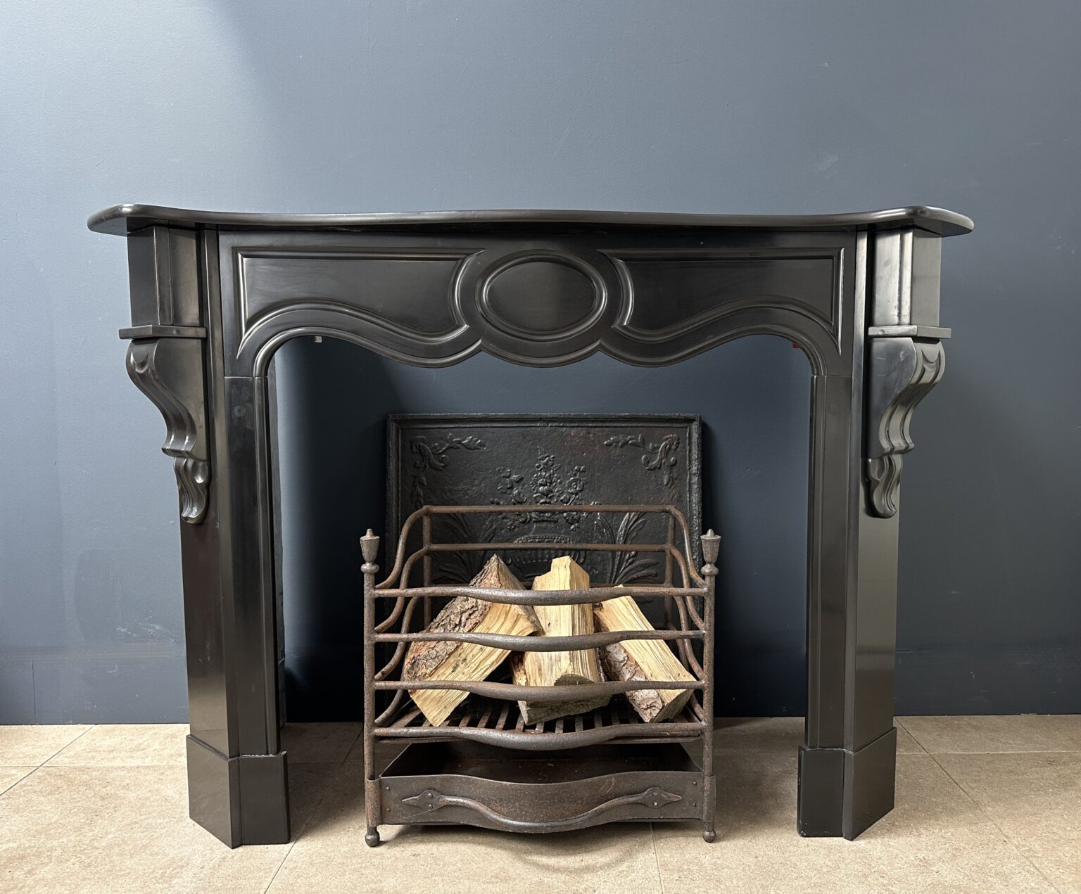 Circular Fireplace Marble 45 Degree Black