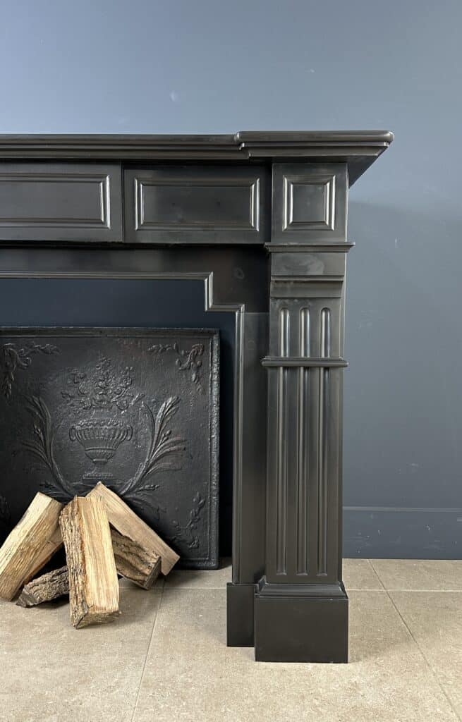 Stately Black Marble Antique Circular Fireplace
