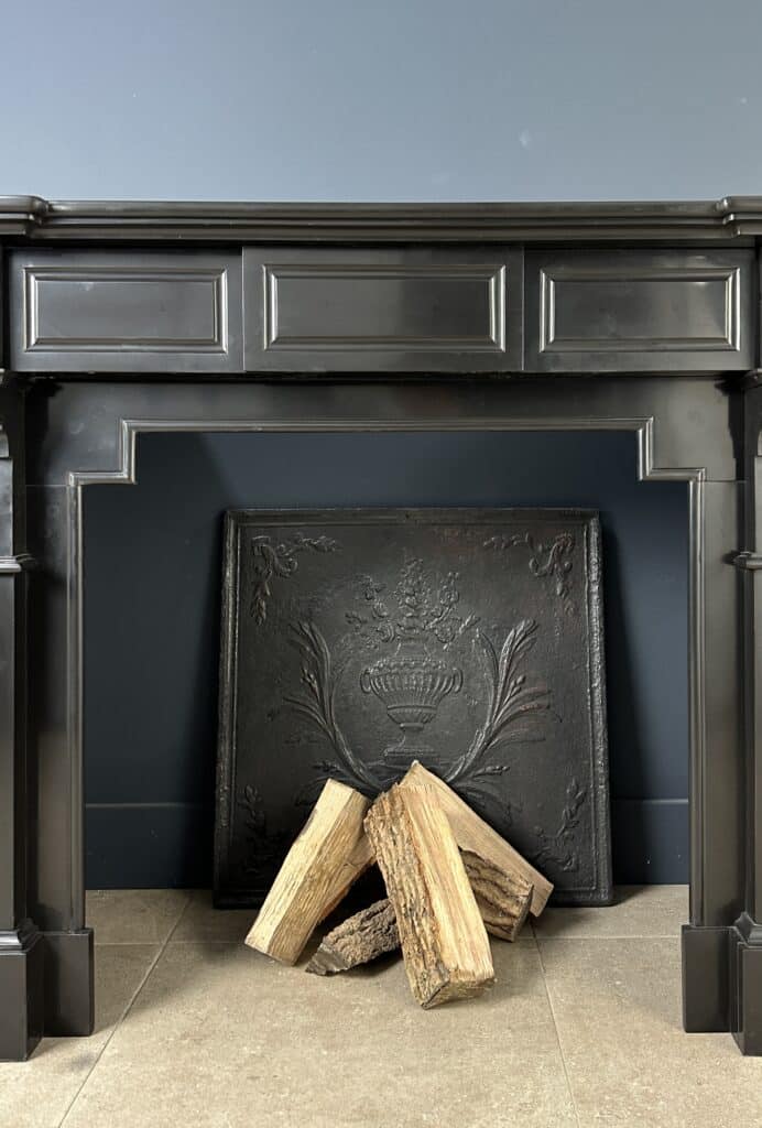Stately Black Marble Antique Circular Fireplace