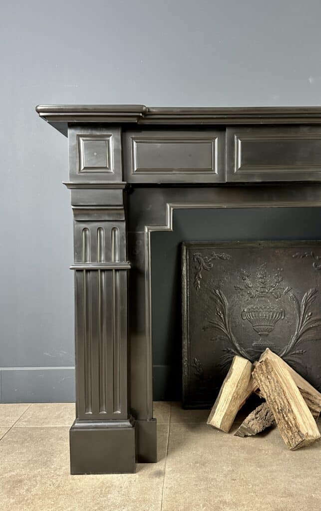 Stately Black Marble Antique Circular Fireplace