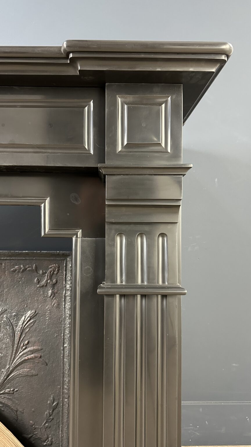 Stately Black Marble Antique Circular Fireplace — detail 2