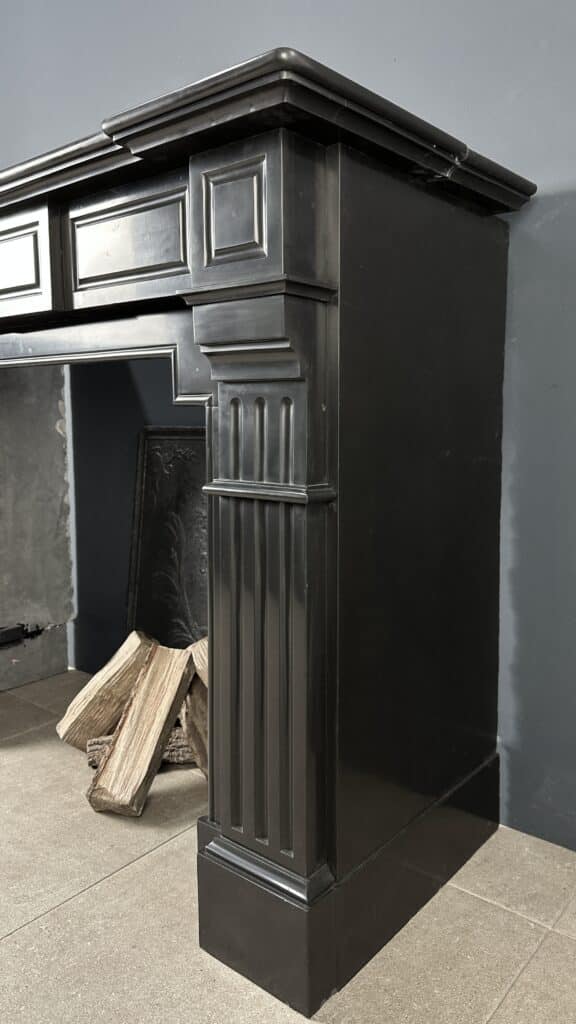 Stately Black Marble Antique Circular Fireplace