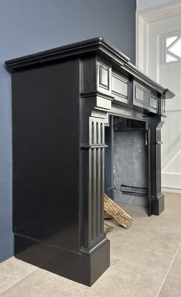 Stately Black Marble Antique Circular Fireplace