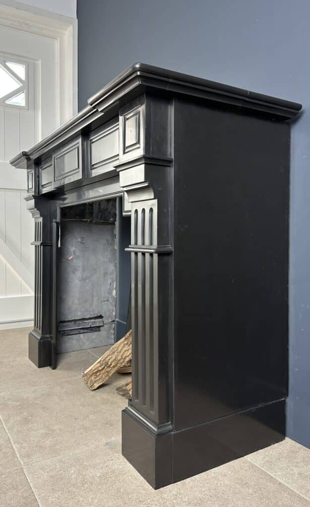Stately Black Marble Antique Circular Fireplace