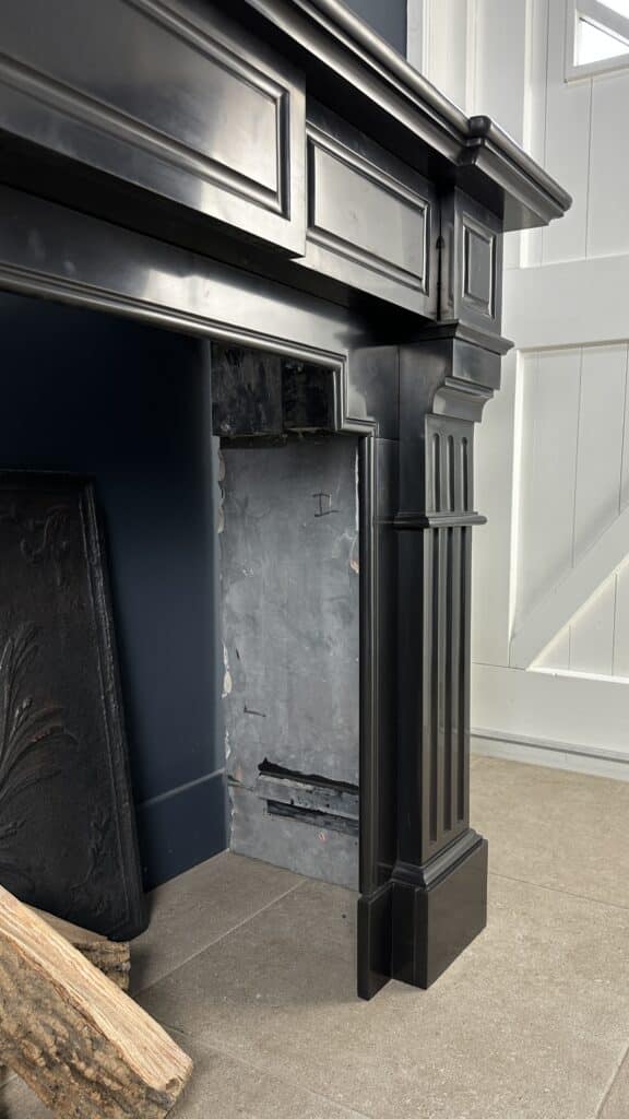 Stately Black Marble Antique Circular Fireplace