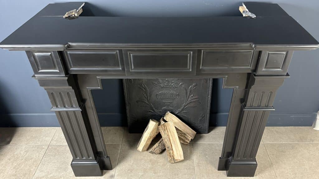 Stately Black Marble Antique Circular Fireplace