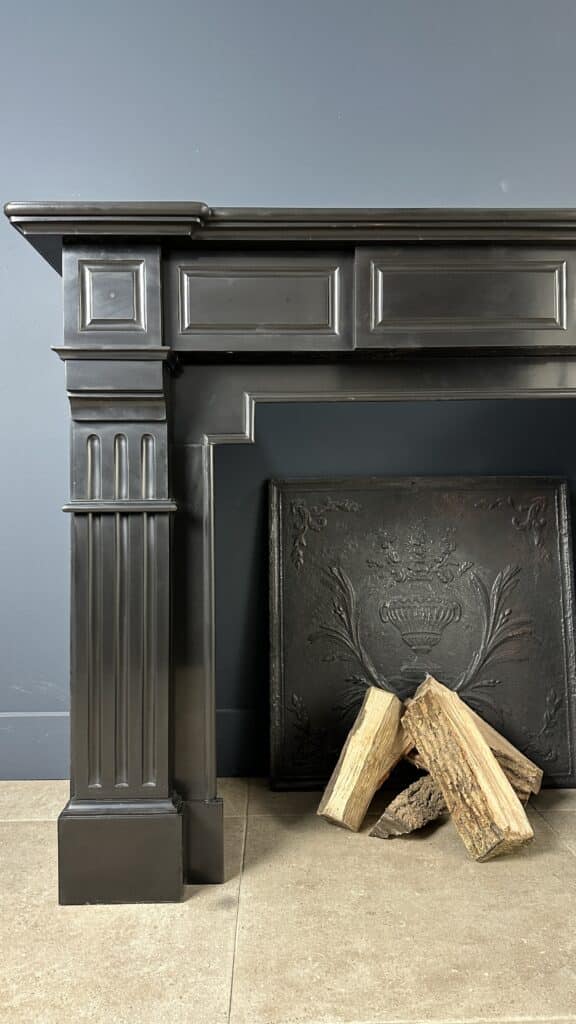 Stately Black Marble Antique Circular Fireplace